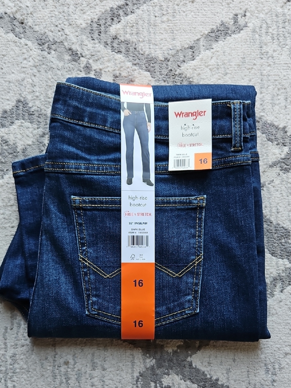 NEW! Wrangler Dark Blue Wash High Rise Bootcut Jeans Multiple Sizes - Picture 7 of 14